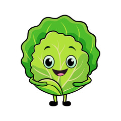 Cute cartoon cabbage character with big eyes and a happy smile