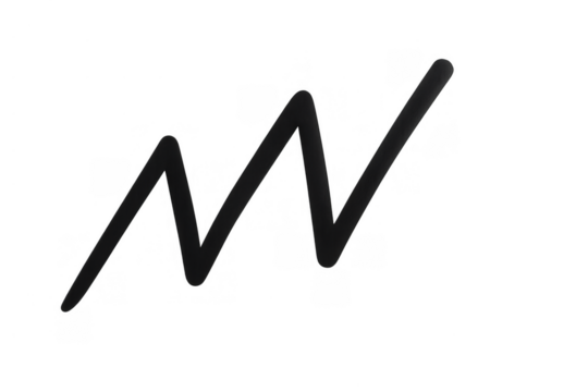 Black zigzag line drawing on transparent background creating an abstract pulse or electrocardiogram graph