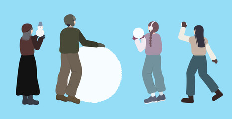 겨울 눈사람 만들기 캐릭터