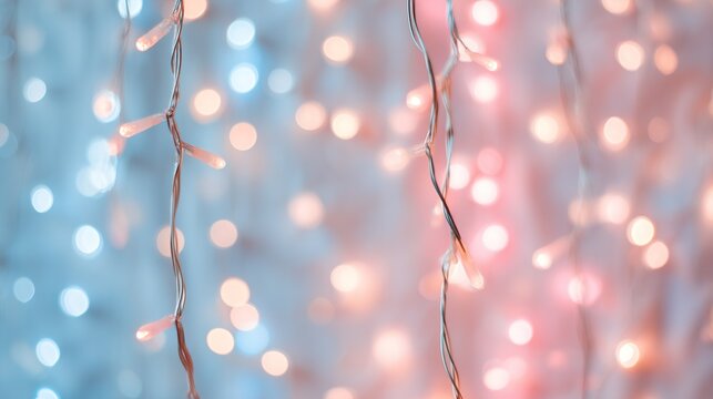Light blue pastel bokeh background with small white and pink lights, soft glowing bokeh effect for romantic, festive or elegant designs like greeting cards, invitations and celebration backdrops.