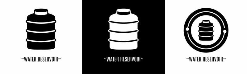 Water reservoir logo set. Collection of black and white logos. Stock vector.