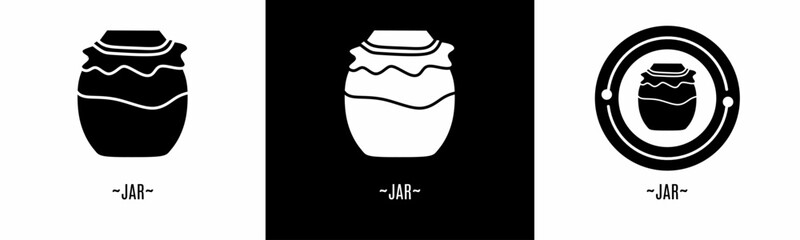 Jar logo set. Collection of black and white logos. Stock vector.