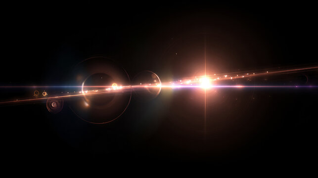 Abstract cosmic light trails with glowing stars - Powered by Adobe