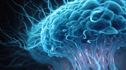 Digital visualization of neural networks and brain activity with vibrant glowing neurons in a futuristic sci-fi scene - Powered by Adobe