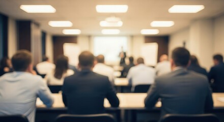 Fototapeta premium Corporate Training Blur: Blurred scene of professionals listening during a workshop session