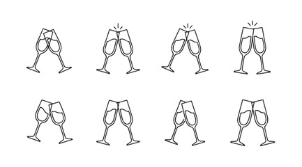 Eight champagne flutes arranged in two rows with a distinctive silhouette style © Tanvir