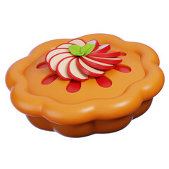 3D Apple Pie Cake Isolated. Thanksgiving Holiday Concept.