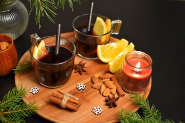 Two mugs of delicious mulled wine.