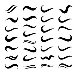 Collection of Black Swirls and Underlines on White Background