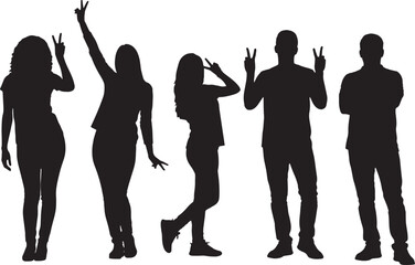 Fototapeta premium Silhouette of young people group