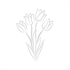 Elegant Hand-Drawn Tulip Flower Outline Design
