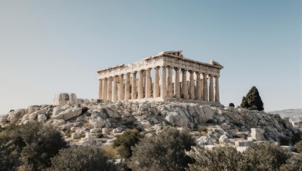 Fototapeta premium The Ancient Parthenon Temple on the Acropolis Hill in Athens Greece.