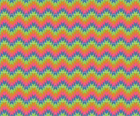 Vibrant zigzag pattern with bright neon colors and psychedelic effect