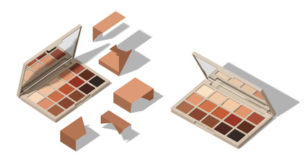 Obraz premium Luxurious eyeshadow palettes displaying a range of neutral and earth-toned colors