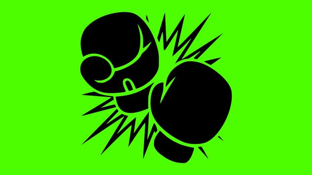 sport illustration boxing silhouette green logo screen icon video outline training fitness competition strength fight power punch ring gym shape with vector graphic background