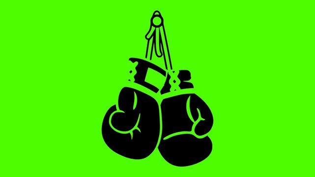 sport illustration boxing silhouette green logo screen icon video outline training fitness competition strength fight power punch ring gym shape with vector graphic background