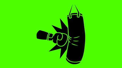 sport illustration boxing silhouette green logo screen icon video outline training fitness competition strength fight power punch ring gym shape with vector graphic background - Powered by Adobe