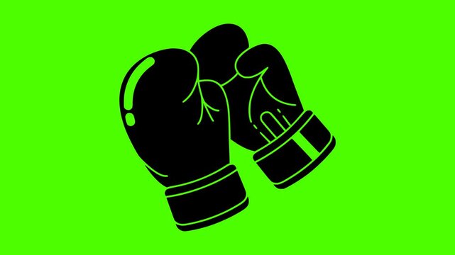 sport illustration boxing silhouette green logo screen icon video outline training fitness competition strength fight power punch ring gym shape with vector graphic background