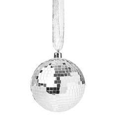Christmas disco ball on white background. Shiny ornament
