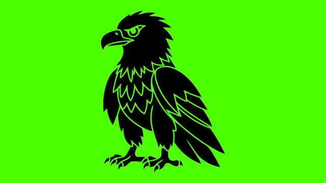 eagle illustration bad silhouette green logo screen icon video outline bird predator wildlife freedom cartoon hawk wild nature falcon shape and vector graphic background