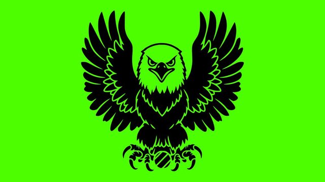 eagle illustration bad silhouette green logo screen icon video outline bird predator wildlife freedom cartoon hawk wild nature falcon shape and vector graphic background