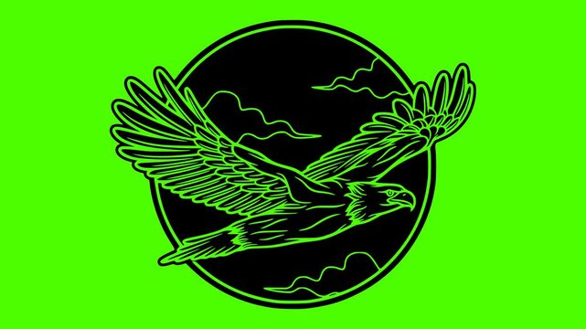 eagle illustration bad silhouette green logo screen icon video outline bird predator wildlife freedom cartoon hawk wild nature falcon shape and vector graphic background