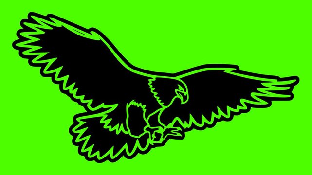 eagle illustration bad silhouette green logo screen icon video outline bird predator wildlife freedom cartoon hawk wild nature falcon shape and vector graphic background