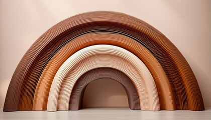 A Whimsical Rainbow Made Of Textured Earth Toned Arches Fills The Composition In A Harmonious Neutral Color Palette