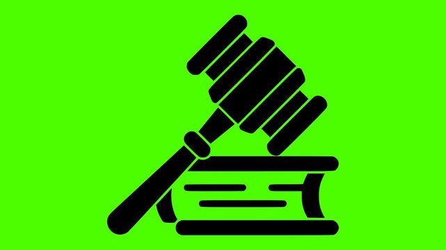 judge illustration gavel silhouette green logo screen icon video outline justice law court lawyer legal authority crime hammer business shape juridical vector graphic background