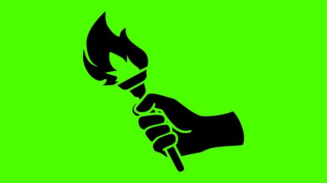 torch illustration liberty silhouette green logo screen icon video outline symbol freedom independence america statue monument usa flame american shape and vector graphic background