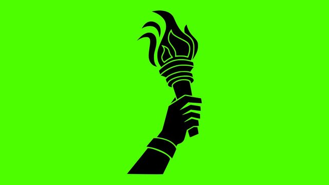 torch illustration liberty silhouette green logo screen icon video outline symbol freedom independence america statue monument usa flame american shape and vector graphic background
