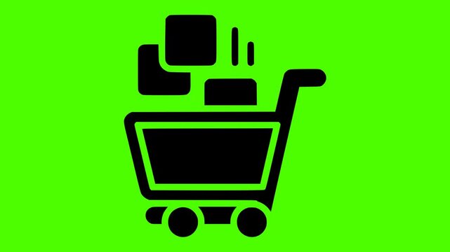 troley illustration green silhouette screen logo video icon market outline trolley cart sale buy shop store business supermarket purchase shape with vector graphic background