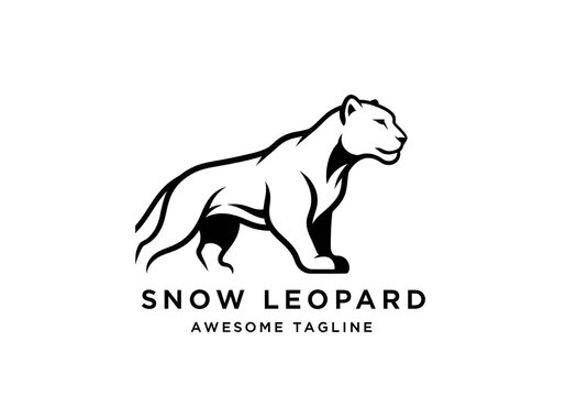 Stunning snow leopard logo design for branding, business, or company identity, featuring a powerful, elegant animal