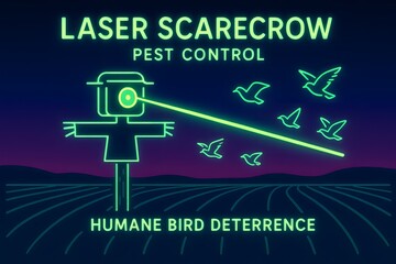 Neon Laser Scarecrow with Automated Pest Deterrence for Modern Farming Solutions