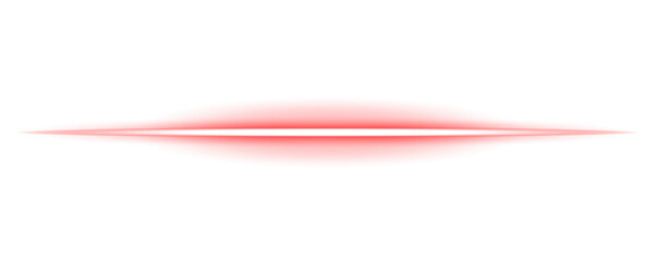 Horizontal Light Streaks in Red Color for Glow Effects and Graphic Design Elements on Transparent Background