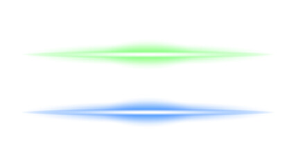 Green and Blue Horizontal Light Streaks for Glow Effects and Graphic Design Elements Isolated on Transparent Background	
