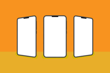 Realistic black Smartphone mockup collection isolated on background. modern mobile phone collection with copy space. technology vector illustration. Free Vector Free Vector