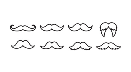 Collection of diverse mustache styles in a simple black and white silhouette