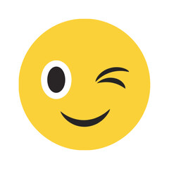 Playful yellow winking emoji conveying happiness, humor, and a friendly, mischievous digital expression