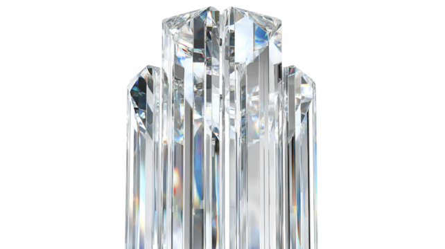 Ornamental Crystal Tower Design on Transparent Background
