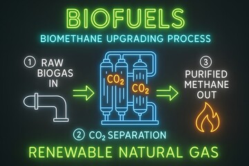 Biomethane Infographic Process with Renewable Gas Production for Sustainable Energy