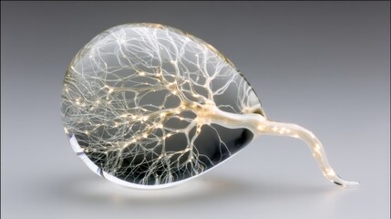 Close up of a human placenta with umbilical cord and blood vessels.