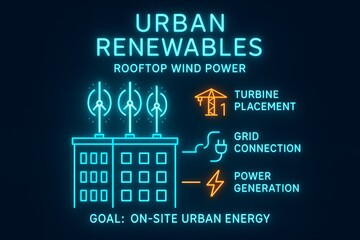 Urban Wind Power Infographic with City Turbines for Sustainable Development