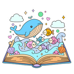 Colorful Whale and Fish Magical Storybook Ocean