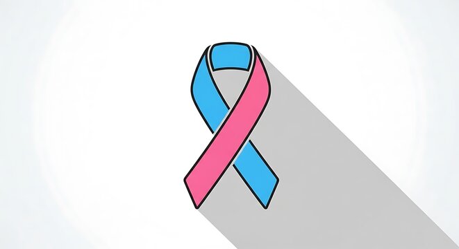 Pink and Blue Ribbon Symbolizing Pregnancy and Infant Loss Awareness.