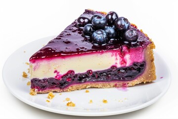 Delectable Blueberry Cheesecake Slice Creamy Texture Fruity Indulgence on transparent background