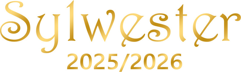 Sylwester 2025-2026 złoty napis na plakat, zaproszenie wersja 3