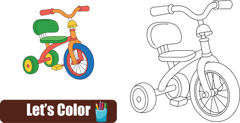 Fototapeta premium Children s tricycle coloring page