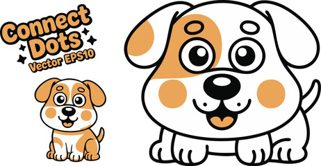 Obraz premium Cute dog connect the dots vector illustration