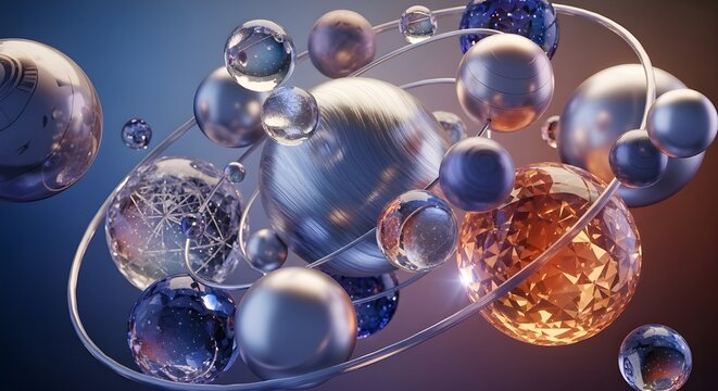 Abstract organic shapes floating in a dreamlike cosmic environment